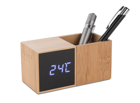 Galda pulkstenis ar organizatoru BAMBOO