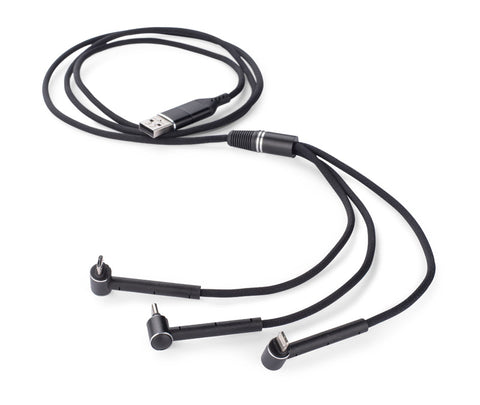 RICO daudzfunkcionāls USB kabelis ar logo, melns