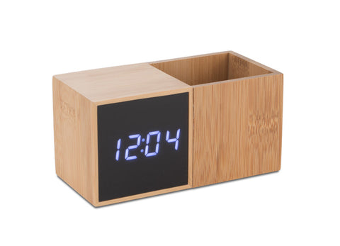 Galda pulkstenis ar organizatoru BAMBOO