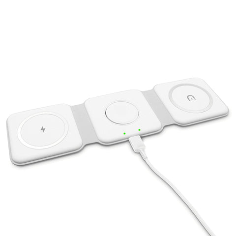 3-in-1 bezvadu lādētājs telefona, austiņu un viedpulksteņa uzlādei ar personalizāciju