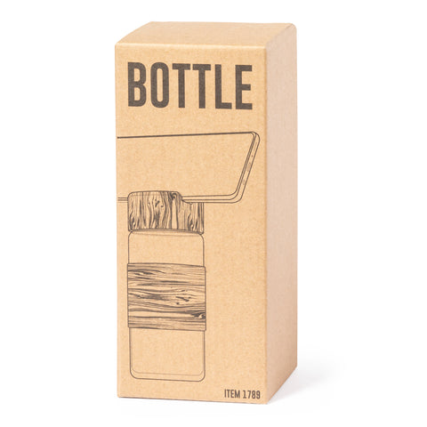 450ml stikla pudele ekoloģiskā kastītē ar logo druku
