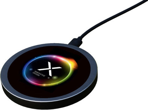 Bezvadu uzlādes pamatne QI ar izgaismotu logotipu