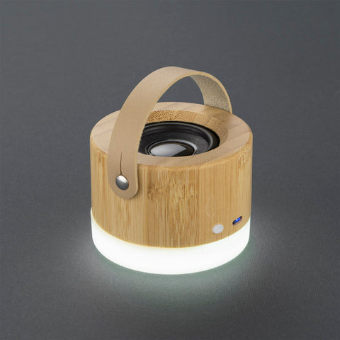 Bluetooth skaļrunis RORAT ar bambusa apdari un lampu