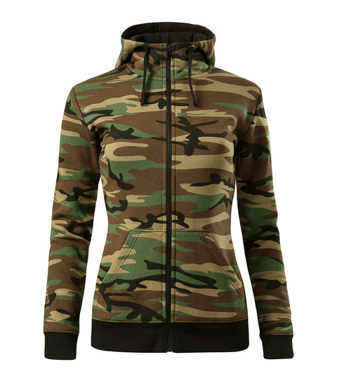 Jaka ar kapuci sieviešu Camo Zipper
