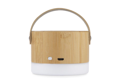 Personalizēts Bluetooth skaļrunis ar gravētu logo uz bambusa