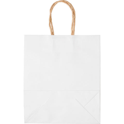 Ekoloģisks papīra maisiņš ar uzņēmuma simboliku balts