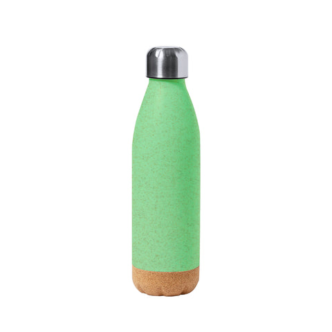 Personalizējama PE pudele 650ml ar korķi zaļa