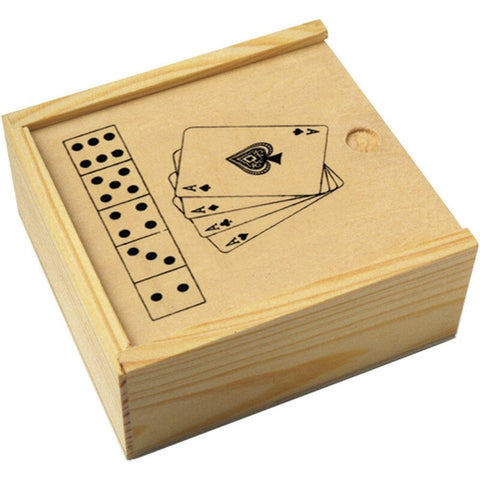 Spēļu komplekts koka kastē Domino