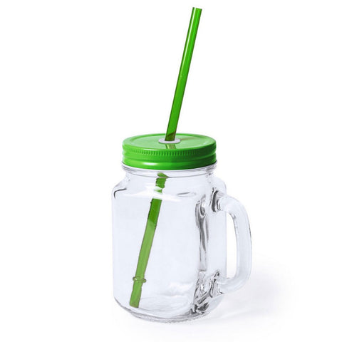 Stikla krūze ar salmiņu 500 ml Glossy