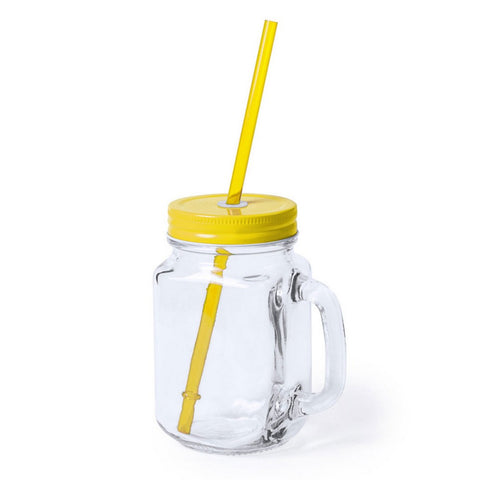 Stikla krūze ar salmiņu 500 ml Glossy