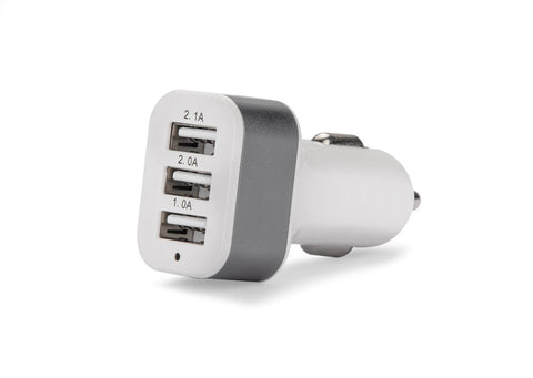 Auto USB lādētājs ar trim pieslēgvietām un logotipu