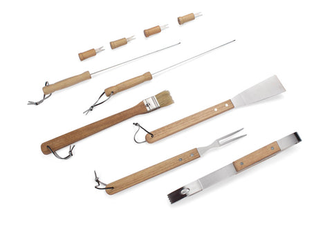 SMART barbekjū piederumu komplekts – metāla un koka instrumenti ar iespēju personalizēt ar logo.