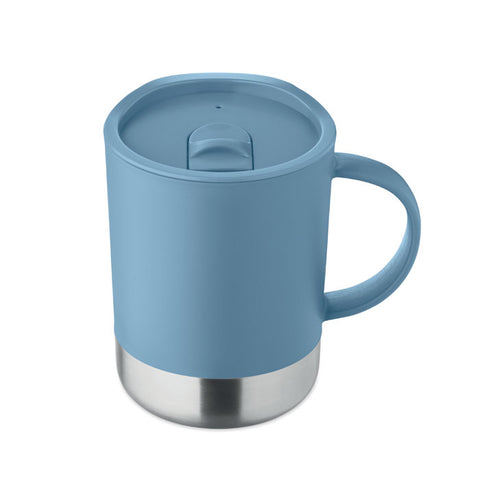 BEAKER PP krūze 300 ml gaiši zilā krāsā ar slīdošo vāciņu, prezentreklāma