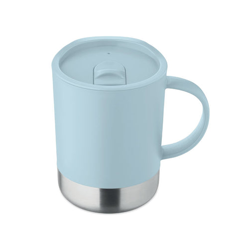 BEAKER PP krūze 300 ml gaiši zilā krāsā ar slīdošo vāciņu, prezentreklāma