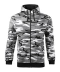 Vīriešu kamuflāžas jaka CAMO ZIPPER ar kapuci un rāvējslēdzēju, piemērota logo apdrukai un izšūšanai
