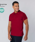CHAPLIN unisex polo krekls ar izšuvumu no 100% kokvilnas tumši sarkans