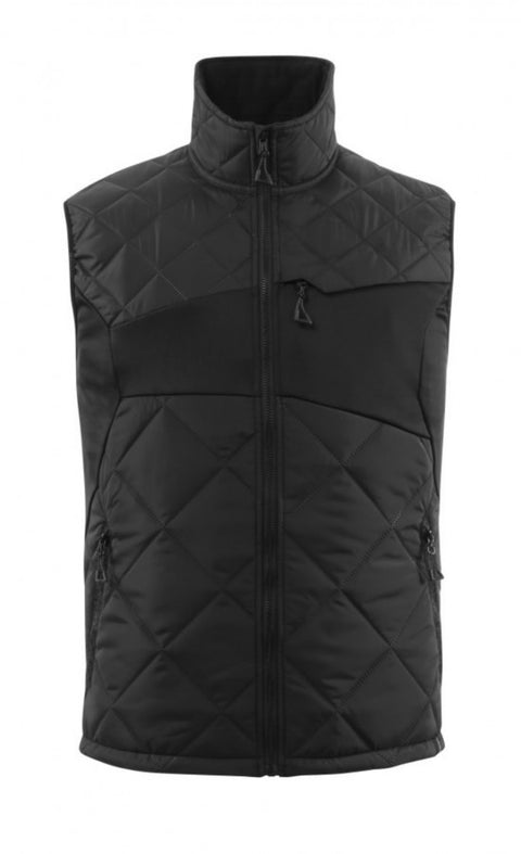 Melna CLIMASCOT® darba veste ar siltinājumu un rāvējslēdzēju, veste ar personalizāciju