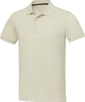 Bēšs unisex recycled polo The Emerald – logo izšuvums un apdruka