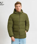 unisex parka EREN zaļa ar logo apdruku un personalizāciju priekšpusē