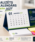 Personalizēts galda kalendārs ar līmlapiņām un piezīmju bloku, pilnkrāsu apdruka ar uzņēmuma dizainu, 2027. gada korporatīvā dāvana.