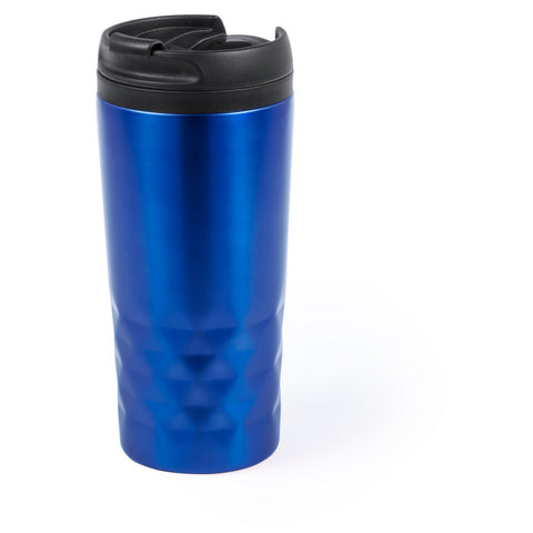 Ģeometriska termokrūze ar logo iespēju – 310 ml zila