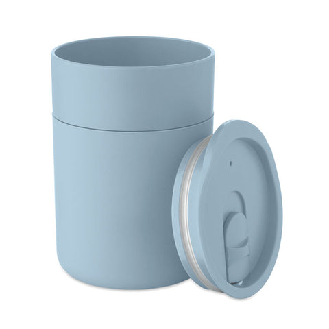 GOBLET PP krūze 330 ml gaiši zilā krāsā ar vaļā vāciņu, apdruka vai lāzergravējums, prezentreklāma
