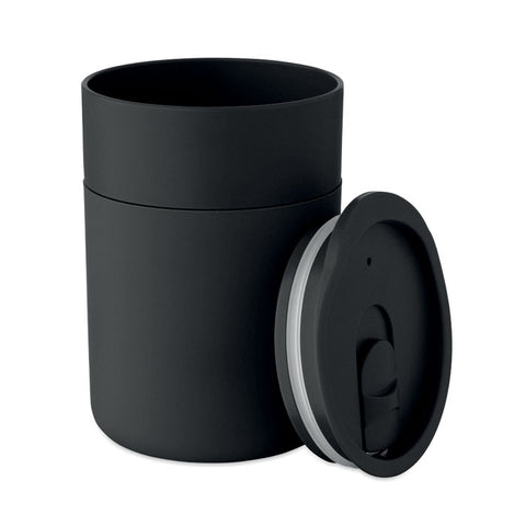 GOBLET PP krūze 330 ml melnā krāsā ar noņemtu vāciņu, prezentreklāma ar apdruku