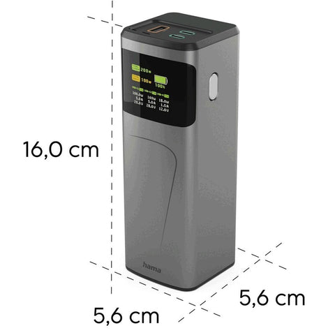 HAMA 24000 mAh Power Bank ar izmēru informāciju un logo apdruku