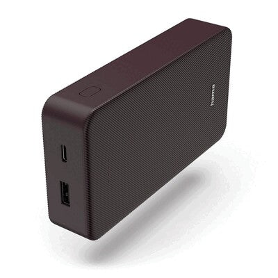 HAMA Power Bank 20000 mAh burgundijas krāsā ar logo apdruku
