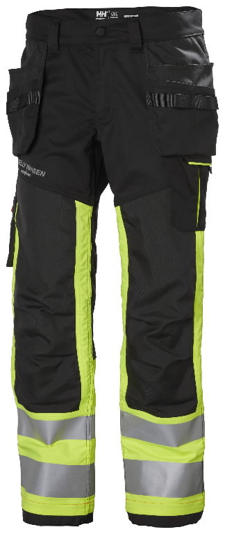 Helly Hansen Hi-Vis darba bikses melnā krāsā ar dzeltenām atstarojošām joslām