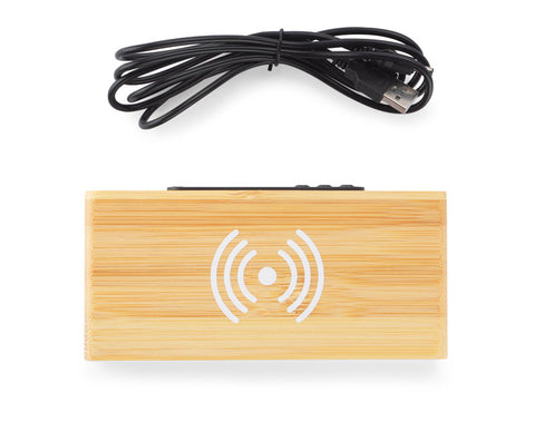 INDUCTO galda pulkstenis ar USB barošanu un induktīvo lādētāju personalizējams