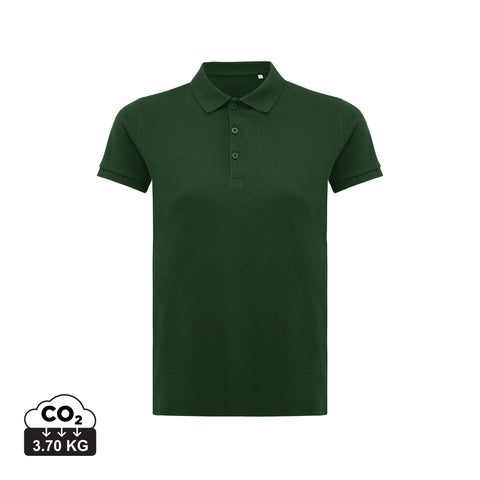 Organisks polo krekls sievietēm ar vietu logotipa vai uzraksta drukai tumši zaļš