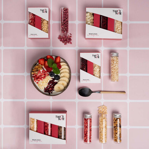 Personalizēts JUICY Trio kaltētu augļu komplekts ar logo apdruku