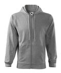 Trendy Zipper hūdijs ar zīmola apdruku vai izšuvumu pelēks