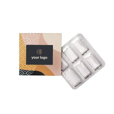 Košļājamā gumija blisterī (6 gab.) ar personalizētu kartona iepakojumu