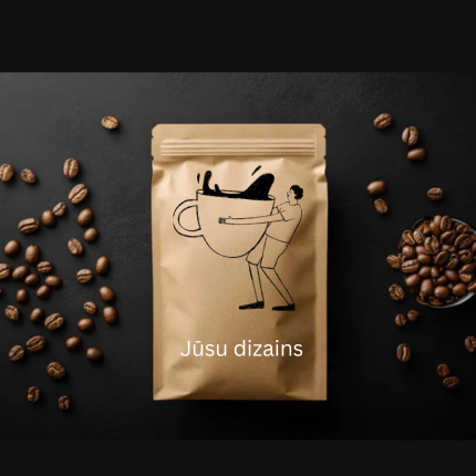 Dizaina kafijas paka ar uzņēmuma zīmolu
