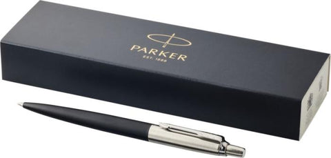 Elegantā Parker Jotter lodīšu pildspalva ar zilu tinti un apdruku