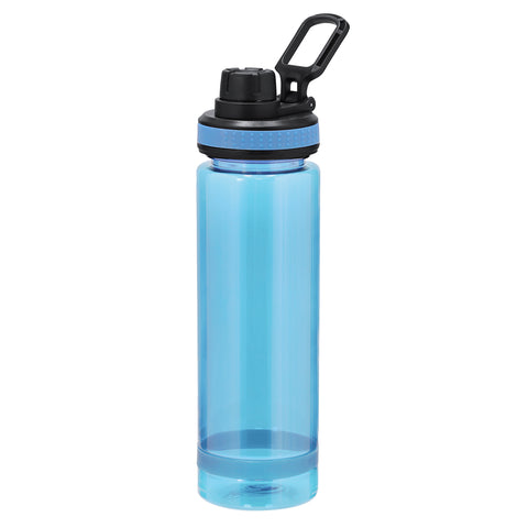 Matēta gaiši zila caurspīdīga RPET pudele 700 ml, personalizējama ar logo