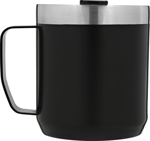 350 ml kempinga krūze ar vakuuma izolāciju un personalizācijas iespējām, melna