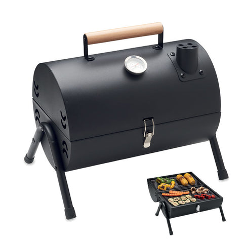 portatīvais grils ar logo chimey melns bbq ar skursteni