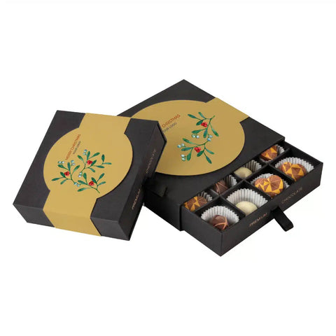 PRALINES šokolādes deserta kaste ar dažādiem personalizācijas dizainiem