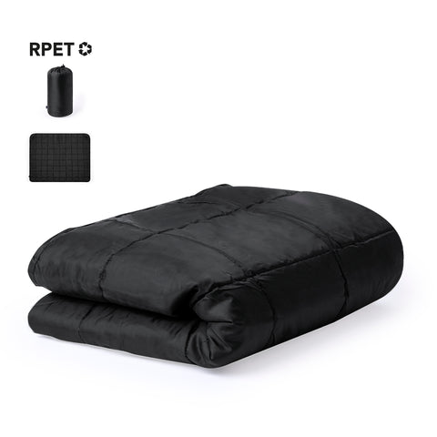 Premium RPET piknika sega BAREA melnā krāsā ar RPET somiņu personalizējama