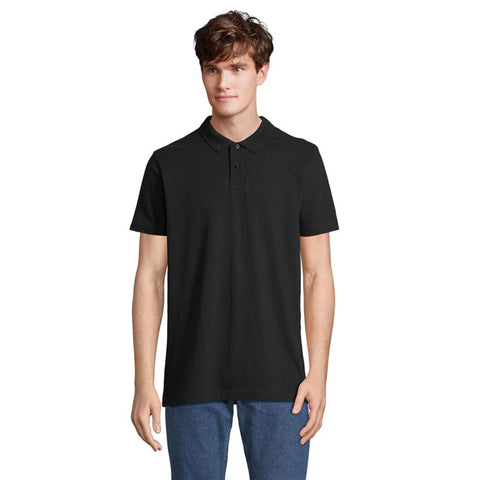 Melns PULSE unisex polo krekls ar logo apdruku