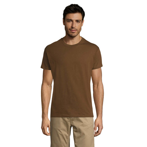 Brūns REGENT unisex T-krekls ar logo apdruku