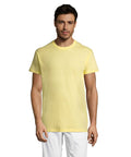 Gaiši dzeltens REGENT unisex T-krekls ar logo apdruku