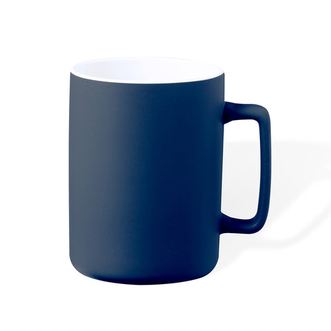 Personalizējama keramikas krūze 420 ml ar kvadrātveida rokturi zila