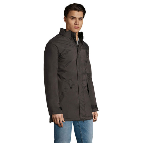 ROBYN unisex siltināta jaka tumši pelēka ar logo, personalizācija ar apdruku vai izšuvumu