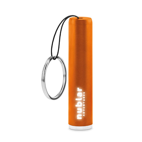 oranžais SANLIGHT LED lukturītis ar lāzergravējumu un izgaismotu logo