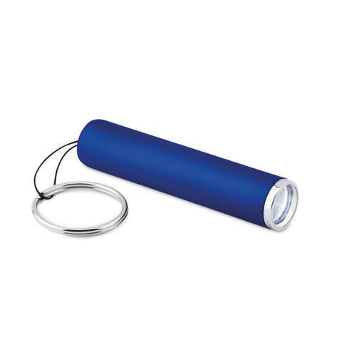 zilais SANLIGHT LED lukturītis ar lāzergravējumu un logo izgaismošanu, atslēgu piekariņš