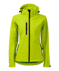 Koši zaļa sieviešu softshell jaka Performance, labi redzama darba jaka ar logo